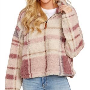 Thread and Supply Plaid Quarter Zip Sherpa Pullover